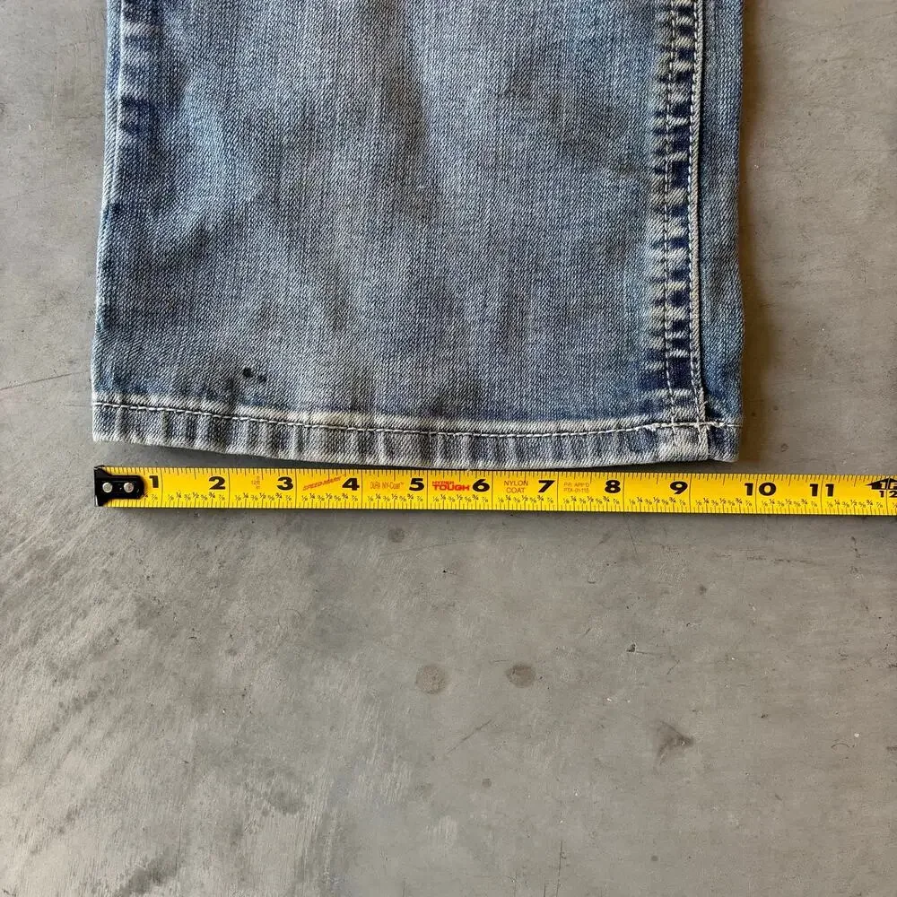 y2k lightwashed distressed flared bootcut jeans